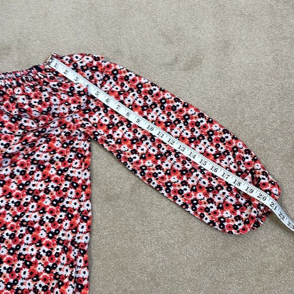 Michael Kors NWT Floral Spring Red Blue Off the Shoulder Longsleeve Blouse Small - Picture 5 of 7